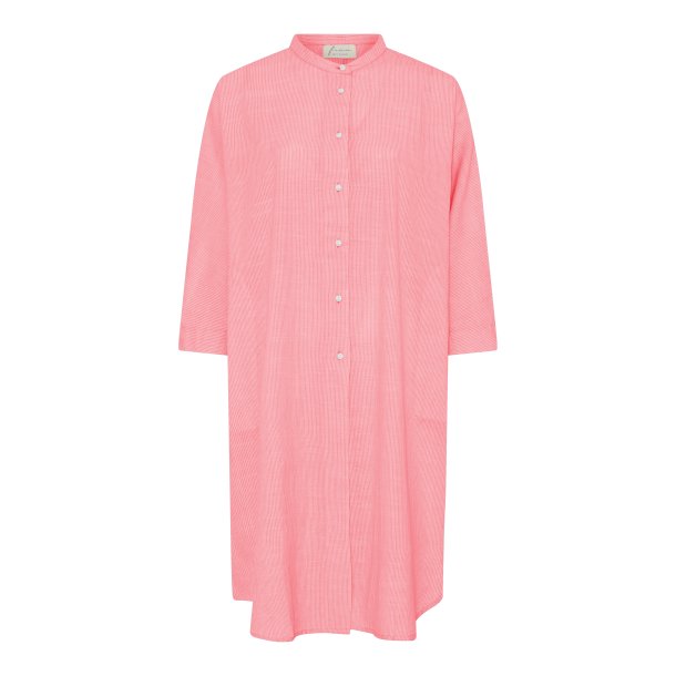Frau Seoul lang skjorte - Hot Coral Stripe