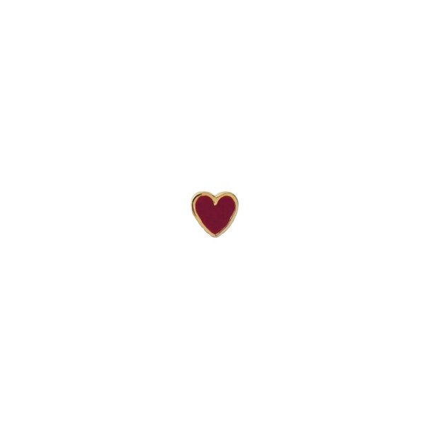 Petit Love Heart Burgundy Enamel - Single