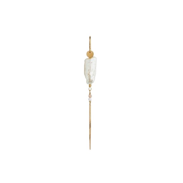 Long Baroque Pearl with Chain Earring White Sorbet - Single