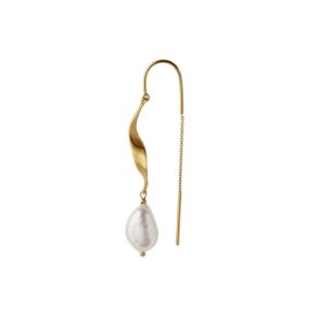 Long Twisted Earring with Baroque Pearl - Single