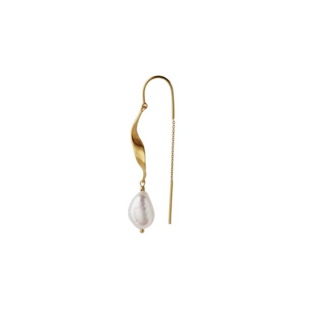 Long Twisted Earring with Baroque Pearl - Single