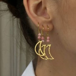 Bella Moon Earring with Coral - Single