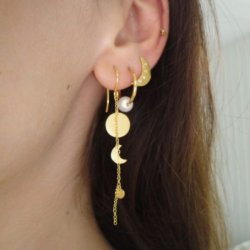 Sun and Moon Earring with Chain - Single