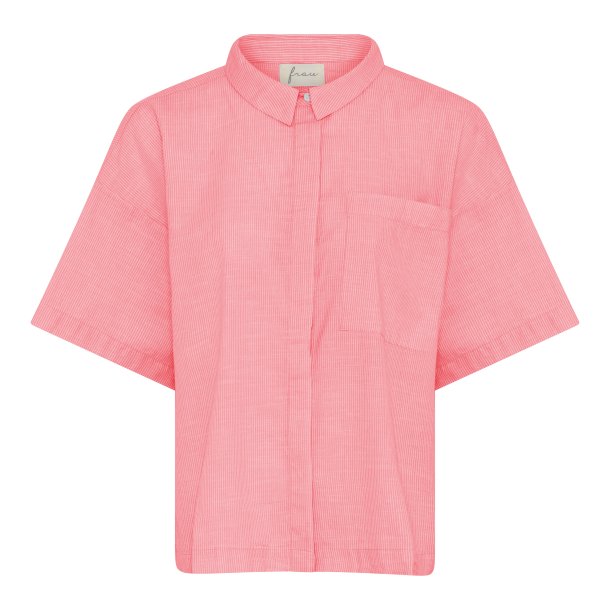 Frau Nice skjorte - Hot Coral Stripe