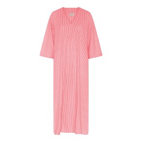 Frau Palma Kjole - Hot Coral Stripe