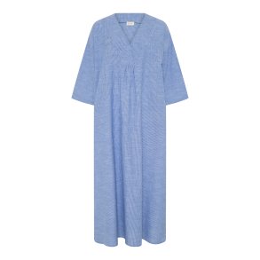 Frau Palma Kjole - Medium Blue Stripe