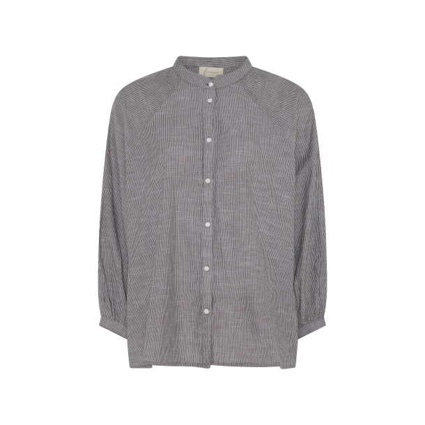 Frau Tokyo short shirt - Coffee Quartz Stripe