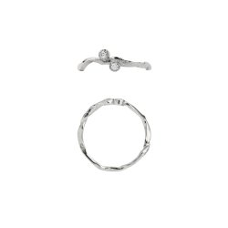 Flow Ring with Two Stones Silver