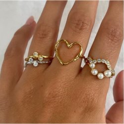 Flow Ring with Two Stones Gold