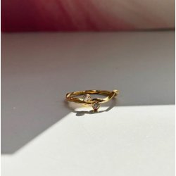 Flow Ring with Two Stones Gold
