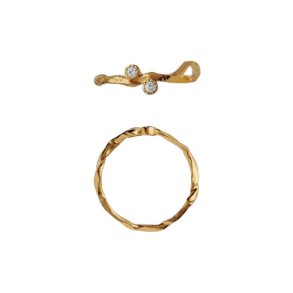 Flow Ring with Two Stones Gold