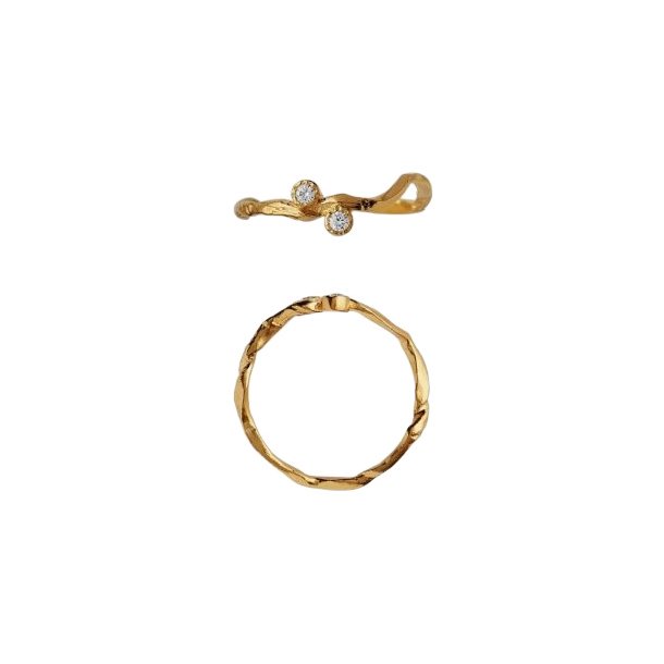 Flow Ring with Two Stones Gold