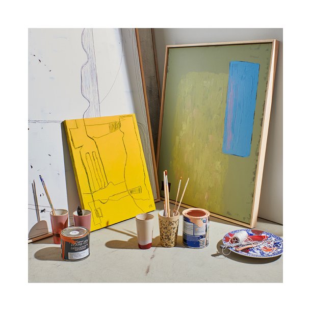 Abstract painting pistachio/blue