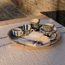 Andros H�rserviet � Off White &amp; Indigo