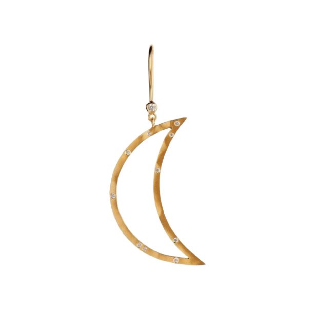Big Bella Moon with Stones Earring  Single