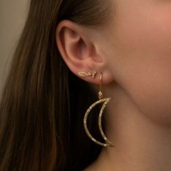 Big Bella Moon with Stones Earring  Single