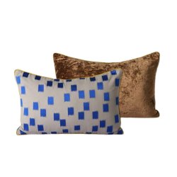 Stitched cushion blue brush
