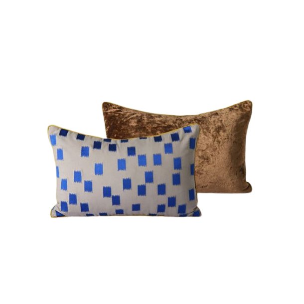 Stitched cushion blue brush