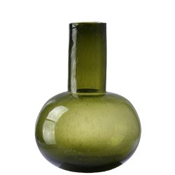 Green glass blown vase - large