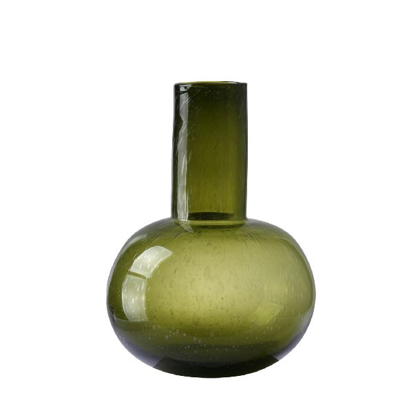 Green glass blown vase - large