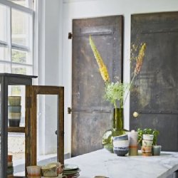 Green glass blown vase - large