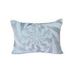 Graphic embroidered cushion ice blue   