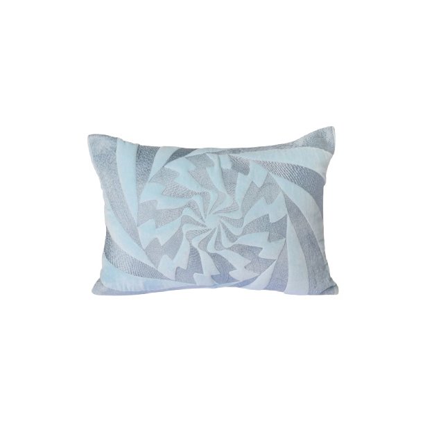 Graphic embroidered cushion ice blue   