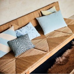 Graphic embroidered cushion ice blue   