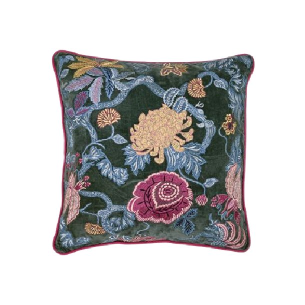 Floral embroidery - cherry green