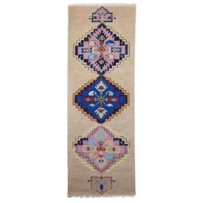 Hand knotted woolen runner