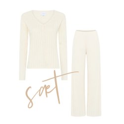Lene Pointelle Set w. Cardigan � Off White