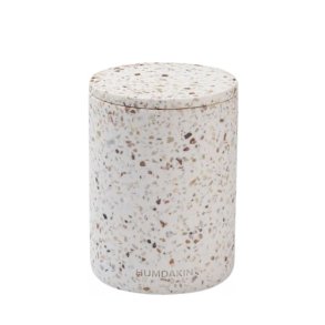 Terrazzo vase w. lid - brown