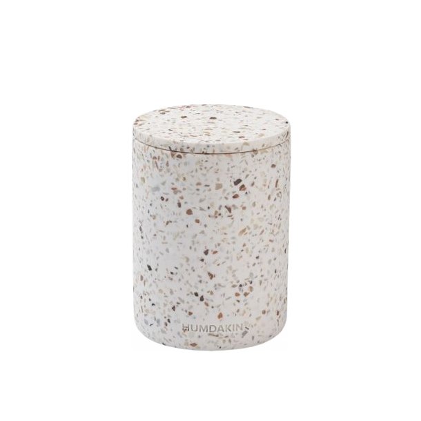 Terrazzo vase w. lid - brown