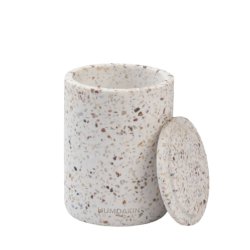 Terrazzo vase w. lid - brown