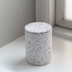Terrazzo vase w. lid - brown