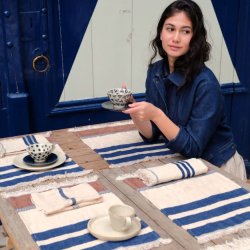 Marina Stripe D�kkeserviet � Indigo