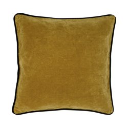 Velvet cushion - ochre green