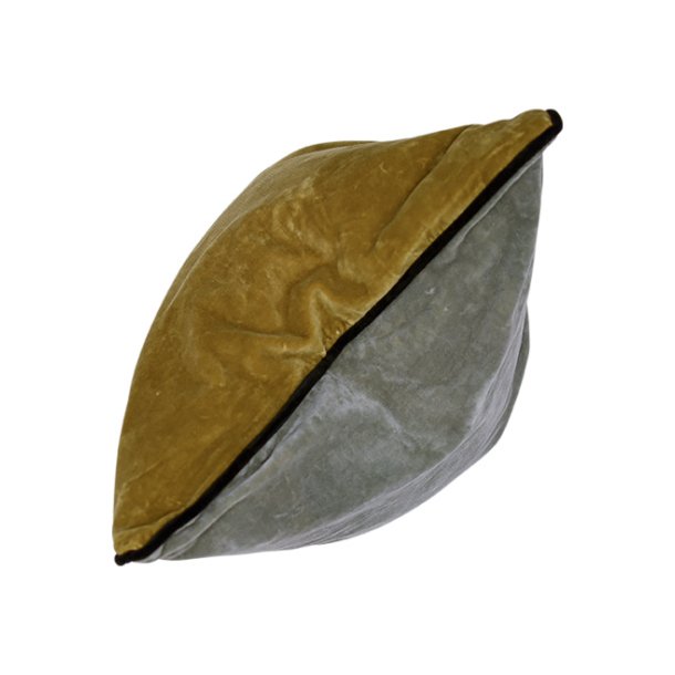 Velvet cushion - ochre green