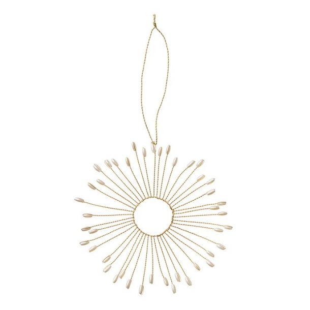 Beaded Ornament Orb Gia  Pearl (13 cm)