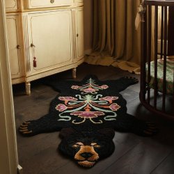 Blooming Black Bear Rug 