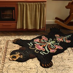 Blooming Black Bear Rug 