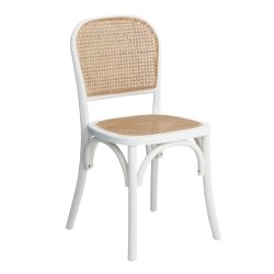 Wicky spisebordsstol med flet - hvid/natur