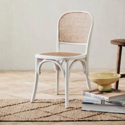 Wicky spisebordsstol med flet - hvid/natur