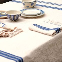 The Belgian Table Throw Napkin - Indigo Stripe 