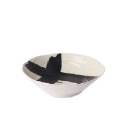 Japanese shallow bowl - C - black white