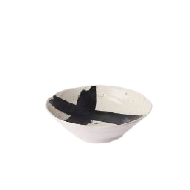Japanese shallow bowl - C - black white