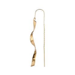 Long Twisted Hammered Earring with Chain  Single
