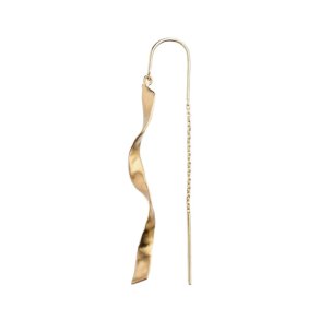 Long Twisted Hammered Earring with Chain � Single