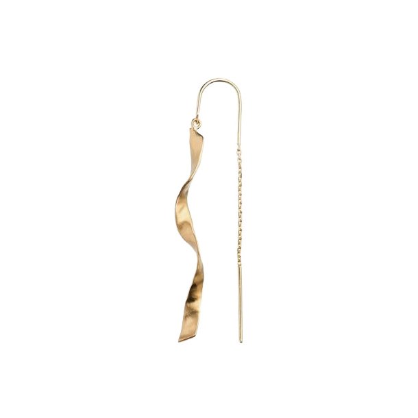 Long Twisted Hammered Earring with Chain  Single