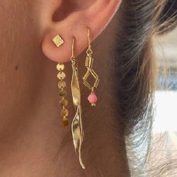 Long Twisted Hammered Earring with Chain  Single